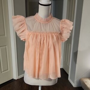 NWT Joie Tulle Blouse In Peach